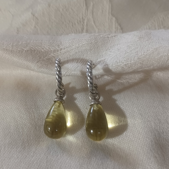 David Yurman Cable Citrine Drop Earrings, SS - Picture 3 of 9